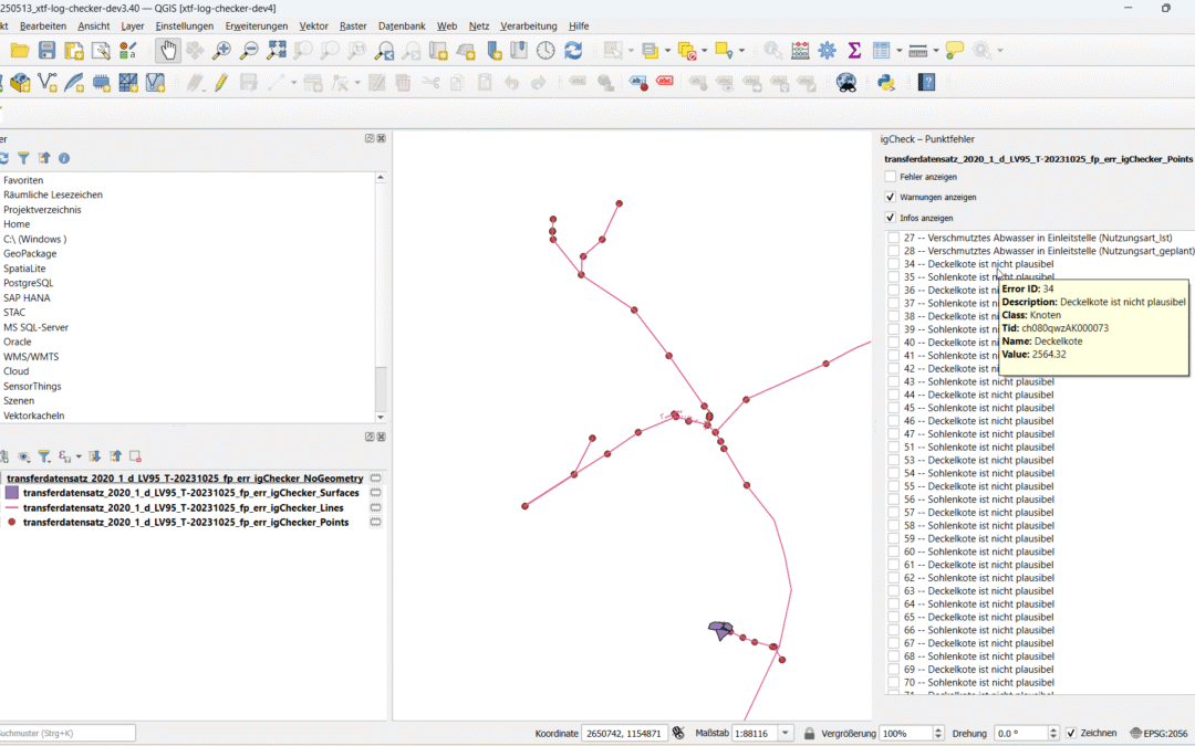 CHECKVSA Errorlogs einfach visualisiert mit QGIS XTFlog-Checker